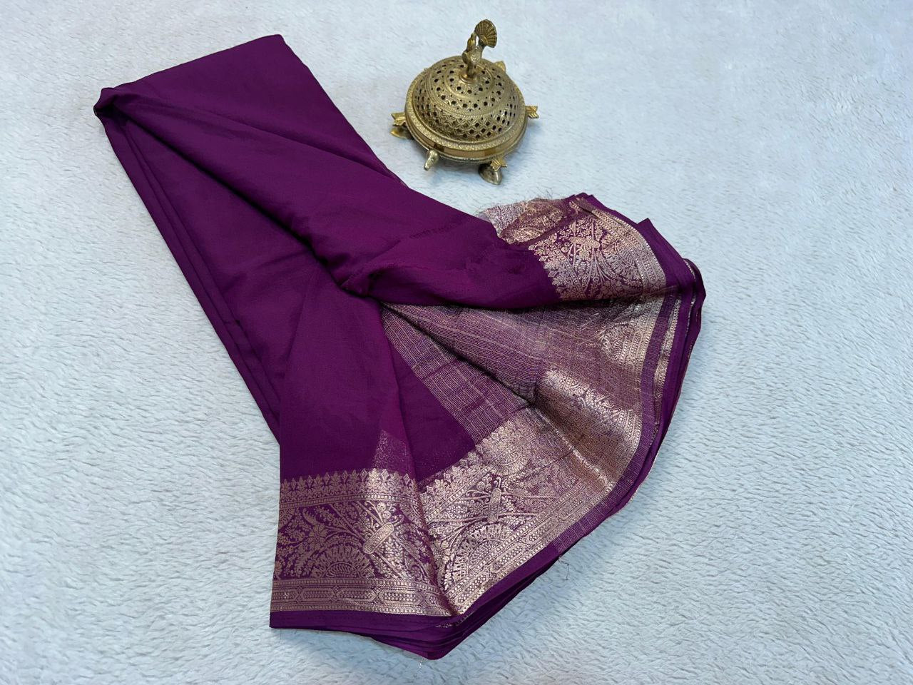 Semi Viscose Crape Silk 5/5 Fancy Border Sarees