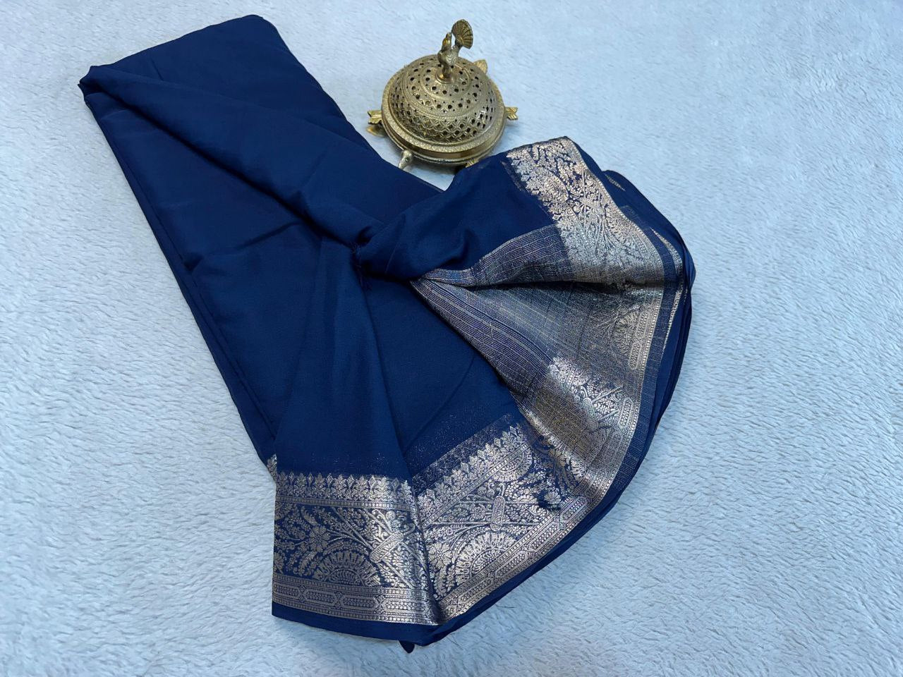 Semi Viscose Crape Silk 5/5 Fancy Border Sarees