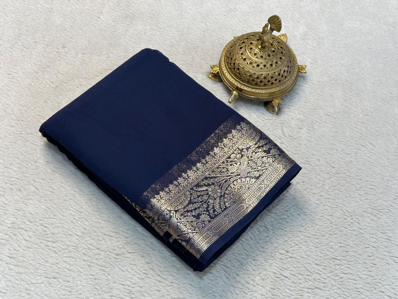 Semi Viscose Crape Silk 5/5 Fancy Border Sarees