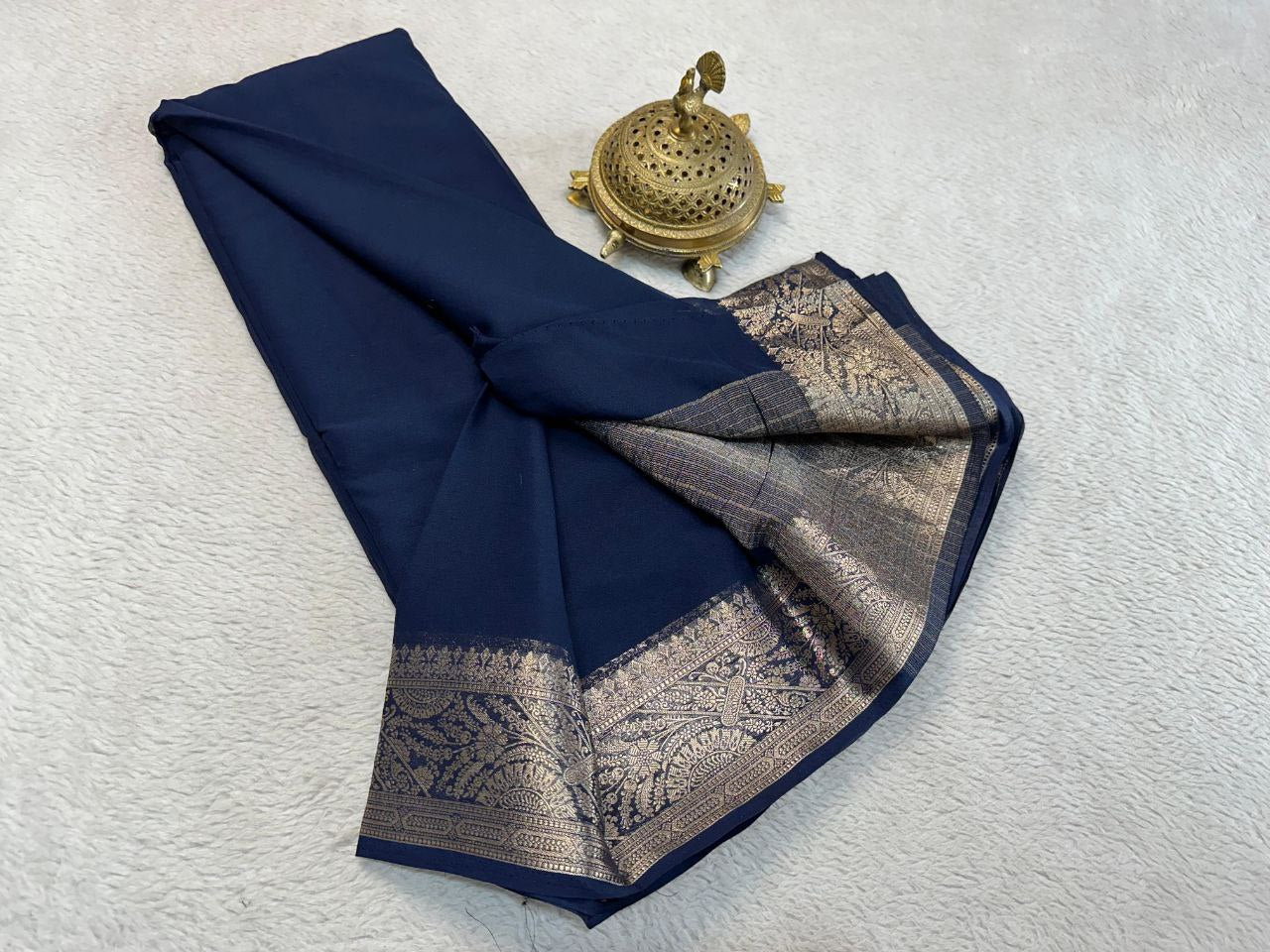 Semi Viscose Crape Silk 5/5 Fancy Border Sarees