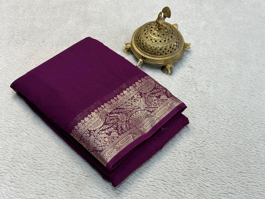 Semi Viscose Crape Silk 5/5 &nbsp;Fancy Border Sarees
