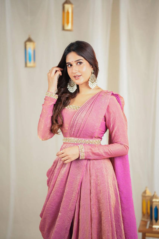 1786 PEACH DRAPE ANARKALI ✨